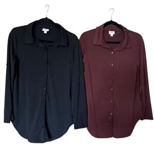 Lot of 2 LULAROE Women’s Long Sleeve Button Up Blouses (S)